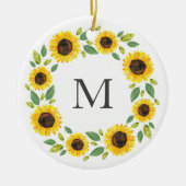 Zonnebloem, met hand geslepen Waterverf Keramisch Ornament (Voorkant)