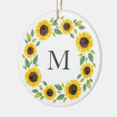 Zonnebloem, met hand geslepen Waterverf Keramisch Ornament (Links)