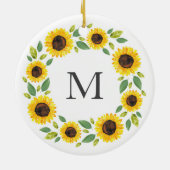 Zonnebloem, met hand geslepen Waterverf Keramisch Ornament (Achterkant)