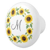 Zonnebloem, met hand geslepen Waterverf Keramische Knop (Rechts)