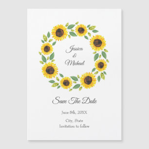 Zonnebloem, met hand geslepen Waterverf Magnetische Uitnodiging