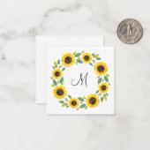 Zonnebloem, met hand geslepen Waterverf Notitiekaartje (Voorkant / Achterkant in situ)