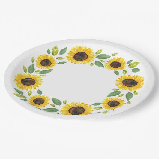 Zonnebloem, met hand geslepen Waterverf Papieren Bordje (Gekanteld)