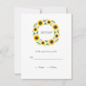 Zonnebloem, met hand geslepen Waterverf RSVP Kaartje (Voorkant)