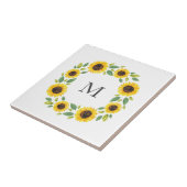 Zonnebloem, met hand geslepen Waterverf Tegeltje (Zijkant)