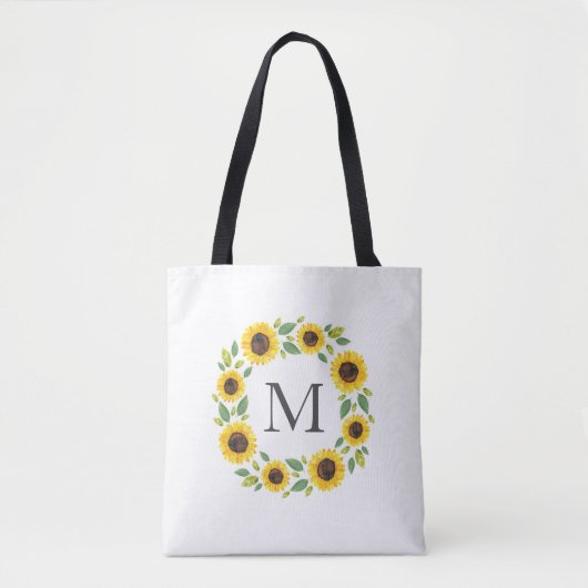 Zonnebloem, met hand geslepen Waterverf Tote Bag (Voorkant)