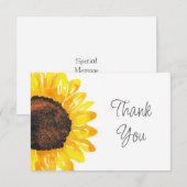 Zonnebloem met handmatige Waterverf Bedankkaart (Voorkant / Achterkant)