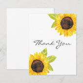 Zonnebloem met handmatige Waterverf Bedankkaart (Voorkant / Achterkant)