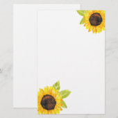 Zonnebloem met handmatige Waterverf Briefpapier (Voorkant / Achterkant)