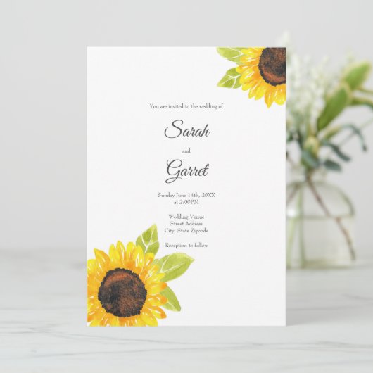 Zonnebloem met handmatige Waterverf Kaart (Staand voorkant)