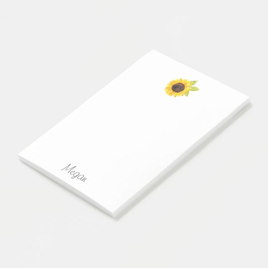 Zonnebloem met handmatige Waterverf Post-it® Notes (Schuin)