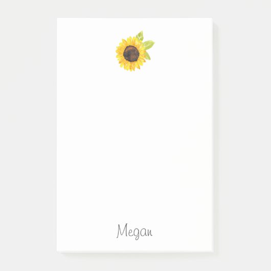 Zonnebloem met handmatige Waterverf Post-it® Notes (Voorkant)