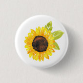 Zonnebloem met handmatige Waterverf Ronde Button 3,2 Cm (Voorkant)