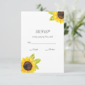Zonnebloem met handmatige Waterverf RSVP Kaartje (Staand voorkant)