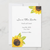 Zonnebloem met handmatige Waterverf Save The Date (Voorkant)