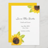 Zonnebloem met handmatige Waterverf Save The Date (Voorkant / Achterkant)