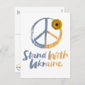 Zonnebloem met het symbool PEACE in Oekraïne Feestdagenkaart (Voorkant / Achterkant)