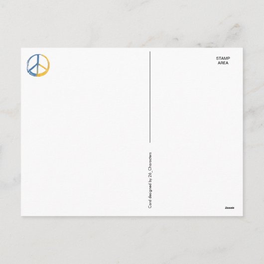 Zonnebloem met het symbool PEACE in Oekraïne Feestdagenkaart (Achterkant)