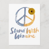 Zonnebloem met het symbool PEACE in Oekraïne Feestdagenkaart (Voorkant)