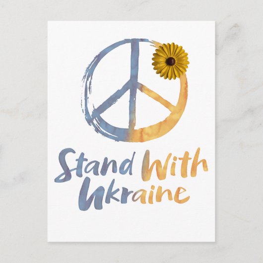 Zonnebloem met het symbool PEACE in Oekraïne Feestdagenkaart (Voorkant)