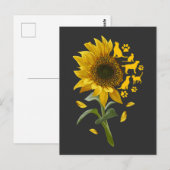 Zonnebloem met honden- en kattenpuppykunst briefkaart (Voorkant / Achterkant)