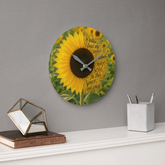 Zonnebloem met inspirerende quote grote klok (Kantoor)