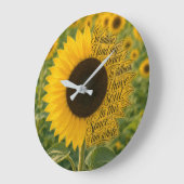 Zonnebloem met inspirerende quote grote klok (Hoek)