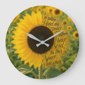 Zonnebloem met inspirerende quote grote klok (Voorkant)