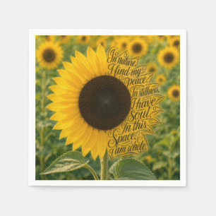 Zonnebloem met inspirerende quote servet