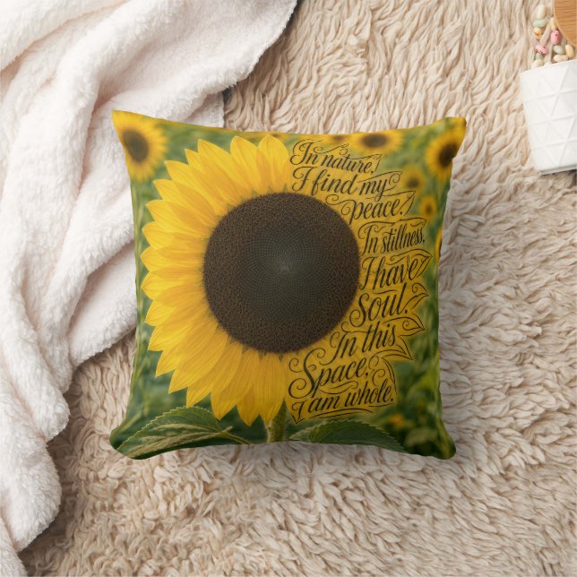 Zonnebloem met Inspirerende Spreuk Kussen (Deken)