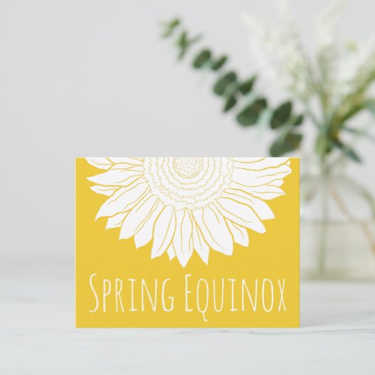 zonnebloem met lente-equinox briefkaart (Staand voorkant)
