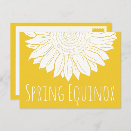 zonnebloem met lente-equinox briefkaart (Voorkant / Achterkant)