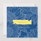 Zonnebloem met lint Save the Date: Navy Geel Date (Achterkant)