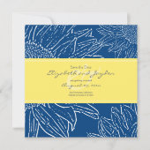 Zonnebloem met lint Save the Date: Navy Geel Date (Voorkant)