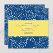 Zonnebloem met lint Save the Date: Navy Geel Save The Date (Voorkant / Achterkant)