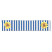 Zonnebloem met marine strepen korte tafelloper (Horizontaal)