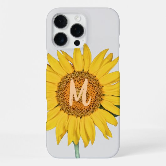 Zonnebloem met monogram iPhone hoesje (Achterkant)