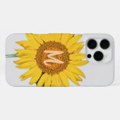 Zonnebloem met monogram iPhone hoesje (Achterkant horizontaal)