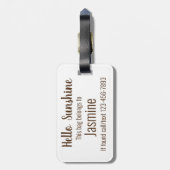 Zonnebloem met naam en Gezegde Bagagelabel (Achterkant verticaal)