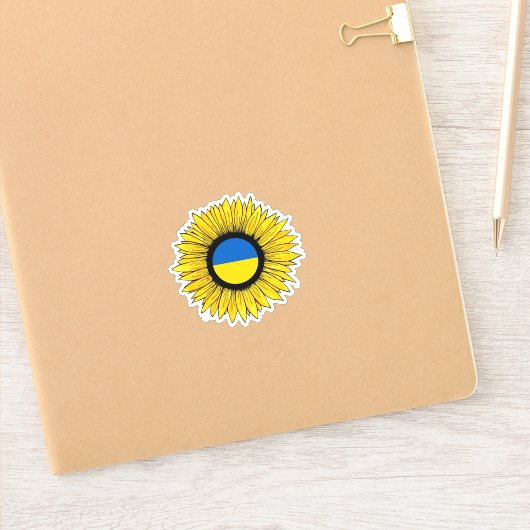 Zonnebloem met Oekraïense vlag Sticker (Notitieboek)