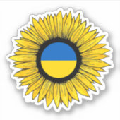 Zonnebloem met Oekraïense vlag Sticker (Voorkant)