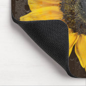 Zonnebloem met regendruppels op raam muismat (Hoek)