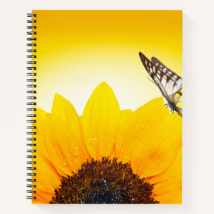 Zonnebloem met ronddraaiend Notitieboek