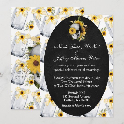 Zonnebloem met Skull Weddenschap Kaart (Voorkant / Achterkant)