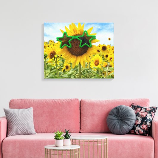 Zonnebloem met Star Sunbril Canvas Afdruk (Insitu (Woonkamer))