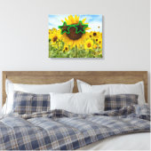 Zonnebloem met Star Sunbril Canvas Afdruk (Insitu (Slaapkamer))