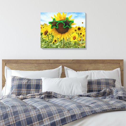 Zonnebloem met Star Sunbril Canvas Afdruk (Insitu (Slaapkamer))