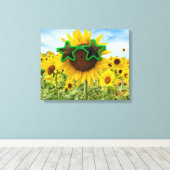 Zonnebloem met Star Sunbril Canvas Afdruk (Insitu (Houten vloer))
