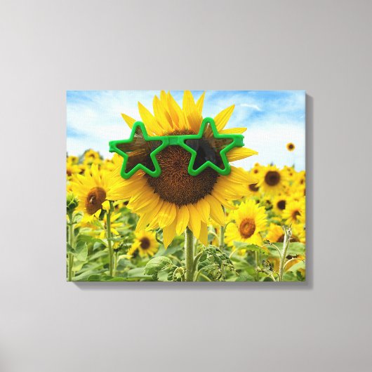 Zonnebloem met Star Sunbril Canvas Afdruk (Voorkant)