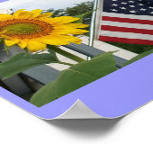 Zonnebloem met vlag Poster (Hoek)